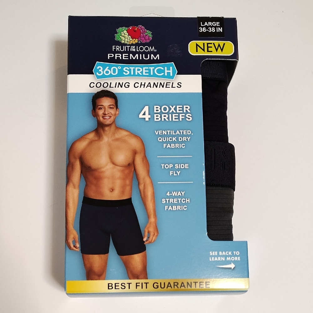New Fruit of the Loom Men's Premium 360° Stretch Boxer Briefs Sz 36-38